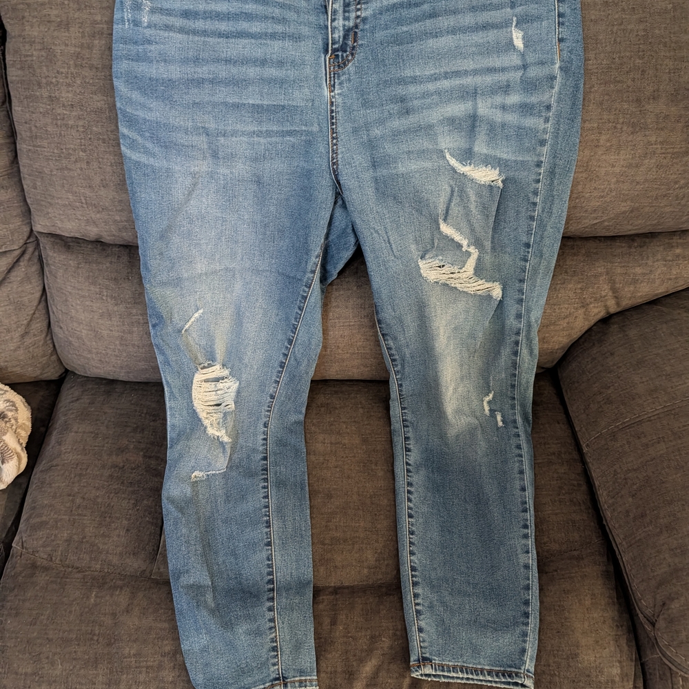 Fashion Nova Light Blue Distressed Skinny Jeans